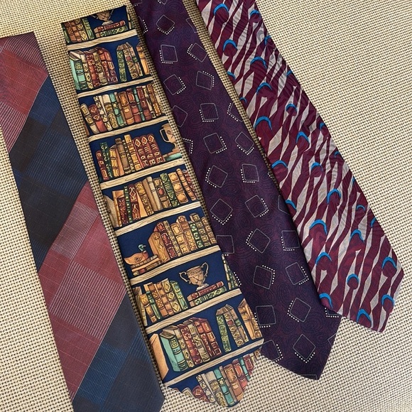 Vintage Print Mens Ties Bundle Set of 4 - Picture 3 of 5